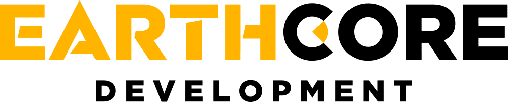 Earthcore Development Construction Services Earthcore Development logo with 'EARTH' in bold yellow letters, 'CORE' in bold black letters, and 'DEVELOPMENT' in black below.